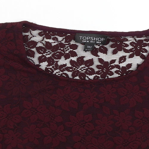 Topshop Womens Red   Cropped T-Shirt Size 10