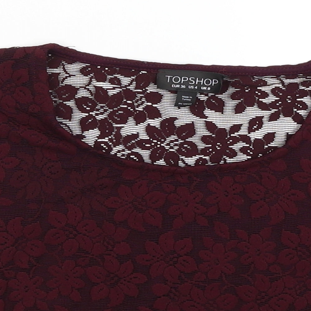 Topshop Womens Red   Cropped T-Shirt Size 10