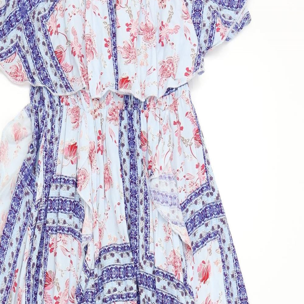 Jaase Womens Blue Geometric  Maxi  Size S