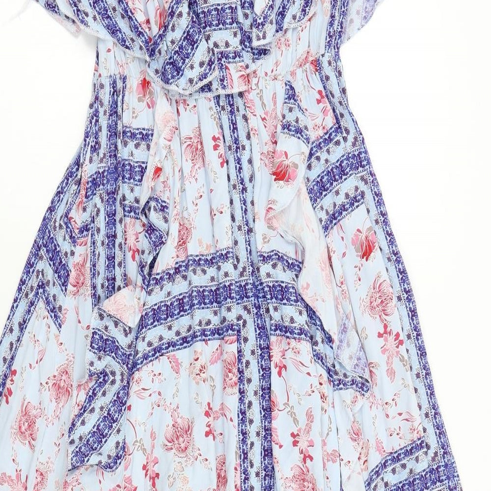 Jaase Womens Blue Geometric  Maxi  Size S