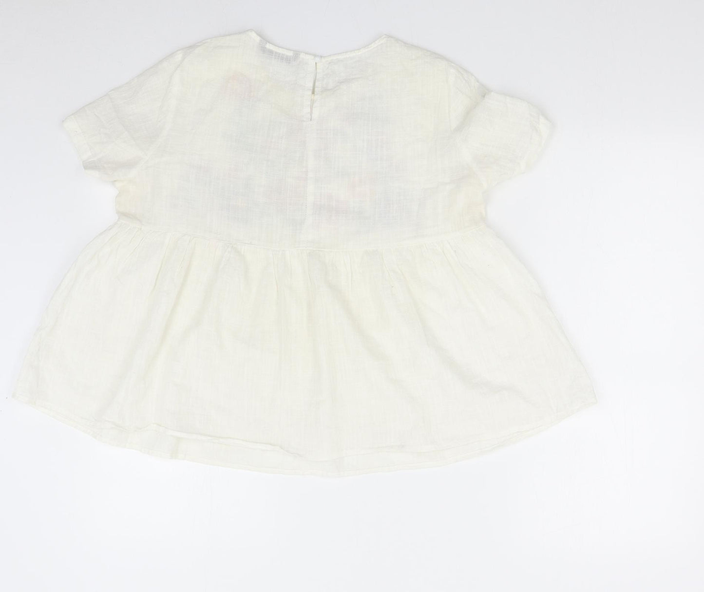 SheIn Womens Ivory Floral  Basic Blouse Size L