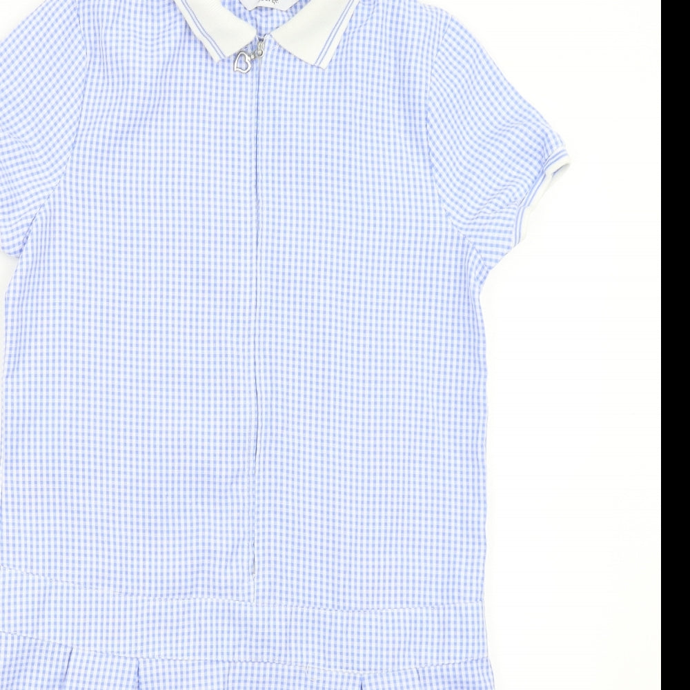 George Girls Blue Check  Shift  Size 13-14 Years  - School