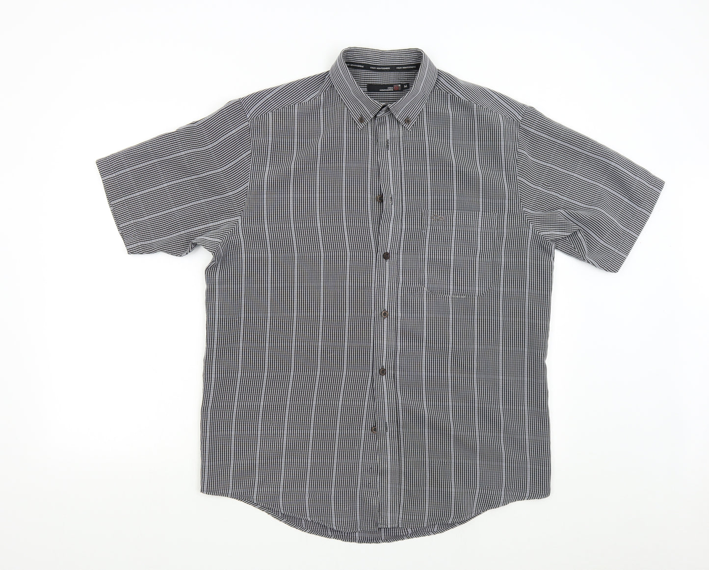 Colin Montgomerie Mens Grey Striped   Button-Up Size M