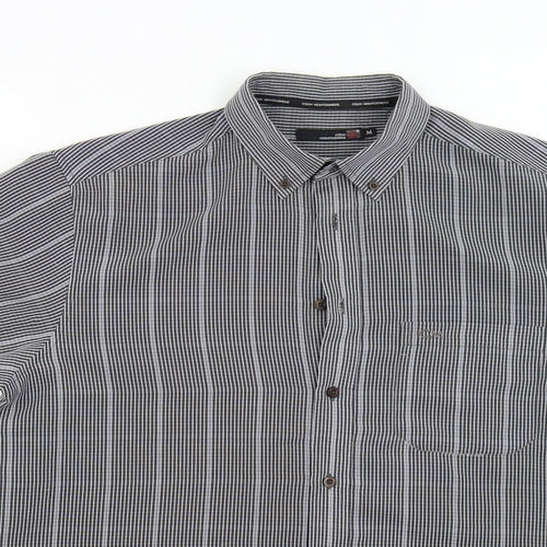 Colin Montgomerie Mens Grey Striped   Button-Up Size M