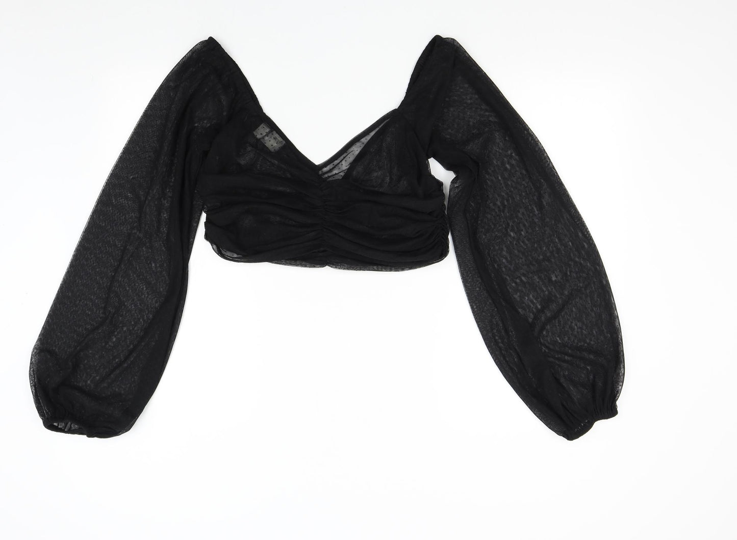 ASOS Womens Black   Cropped Blouse Size 14  - Sheer