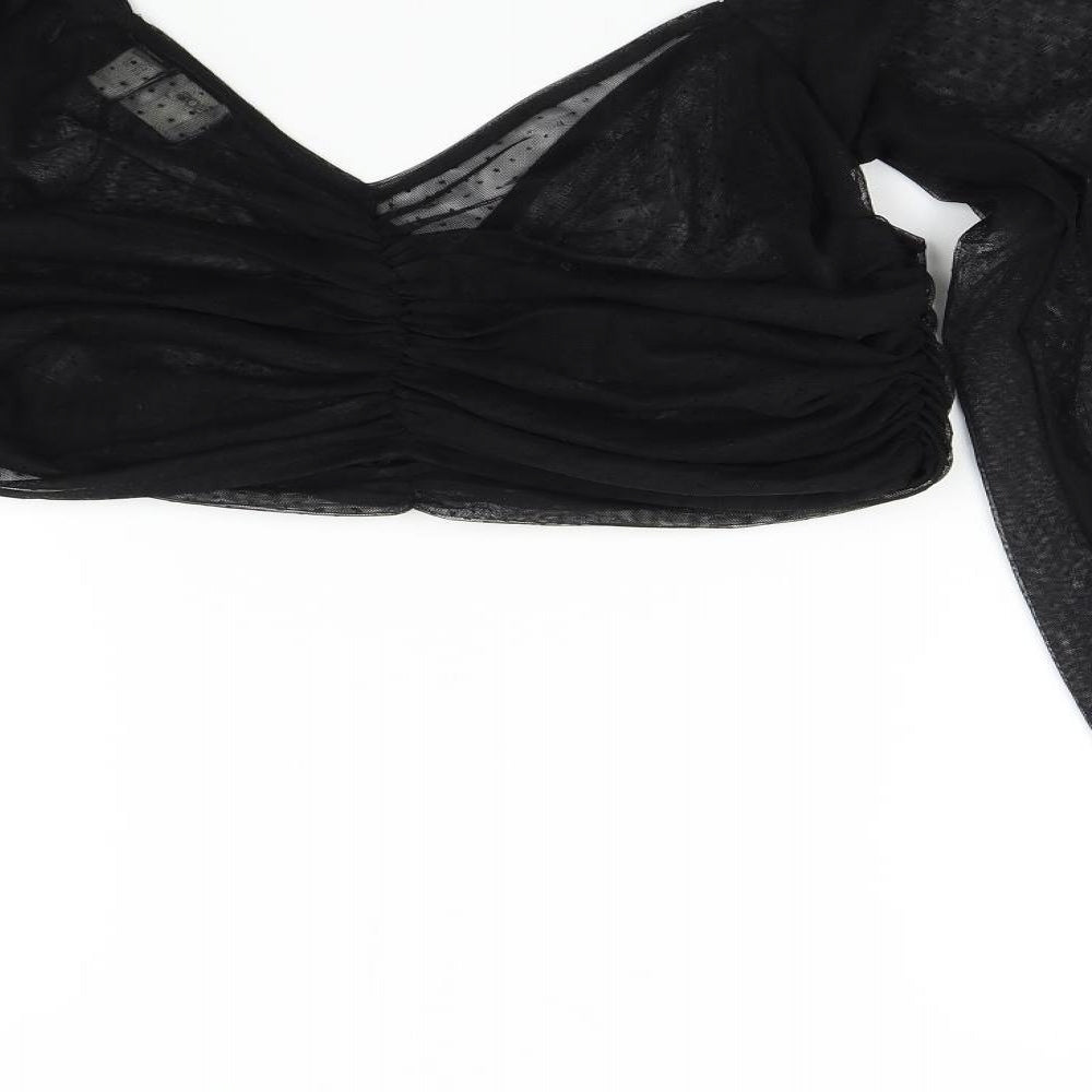 ASOS Womens Black   Cropped Blouse Size 14  - Sheer