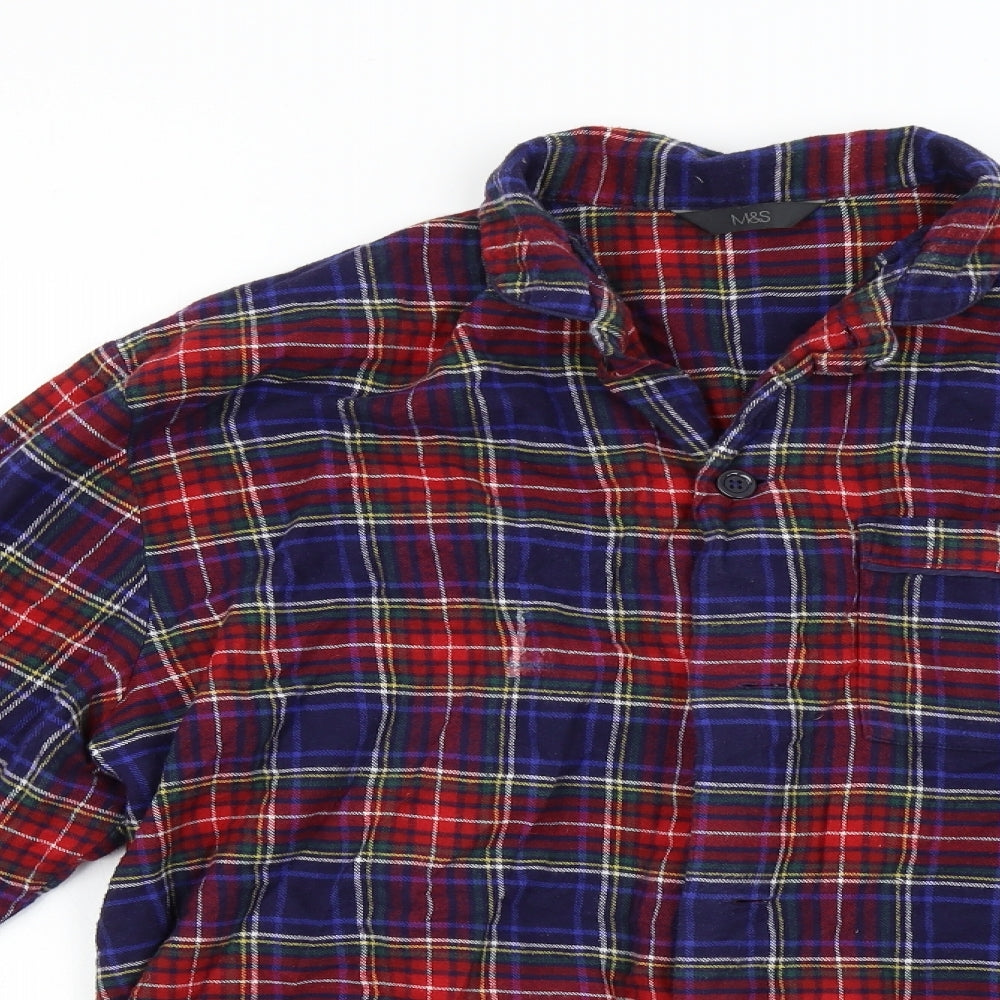 M&S Mens Multicoloured Check   Pyjama Top Size L