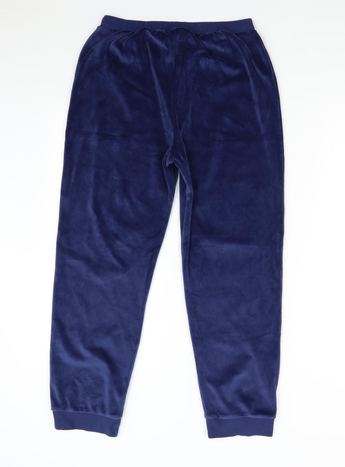 M&S Girls Blue  Velour Sweatpants Trousers Size 13-14 Years