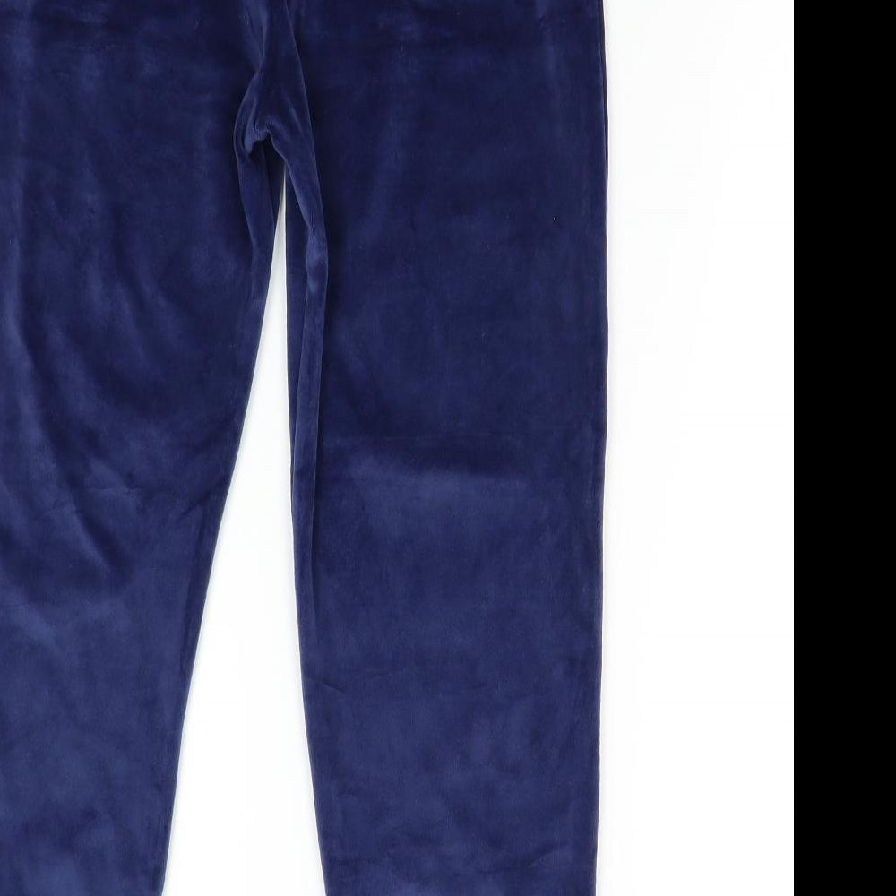 M&S Girls Blue  Velour Sweatpants Trousers Size 13-14 Years
