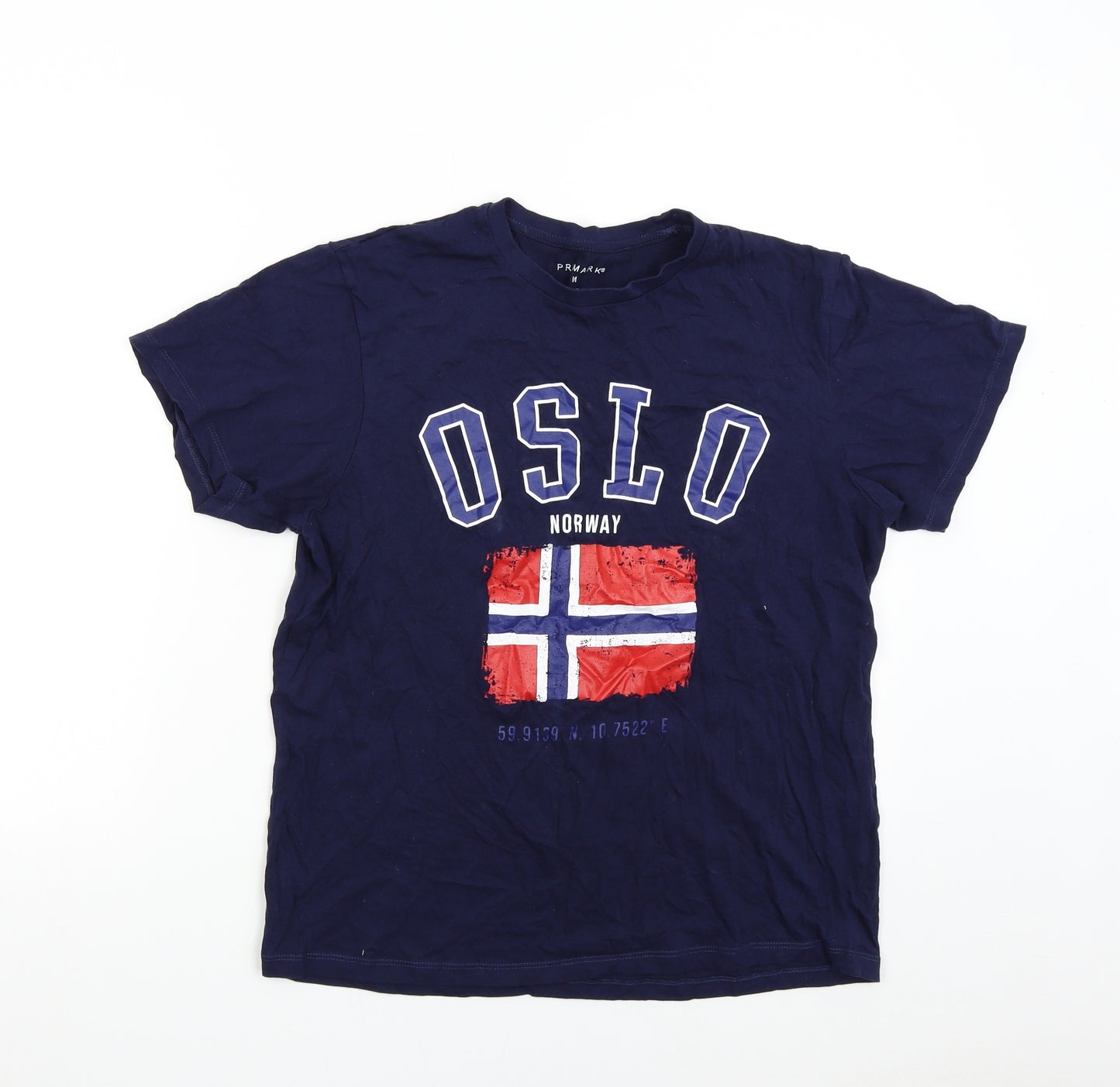 Primark Mens Blue    T-Shirt Size M  - Oslo Norway