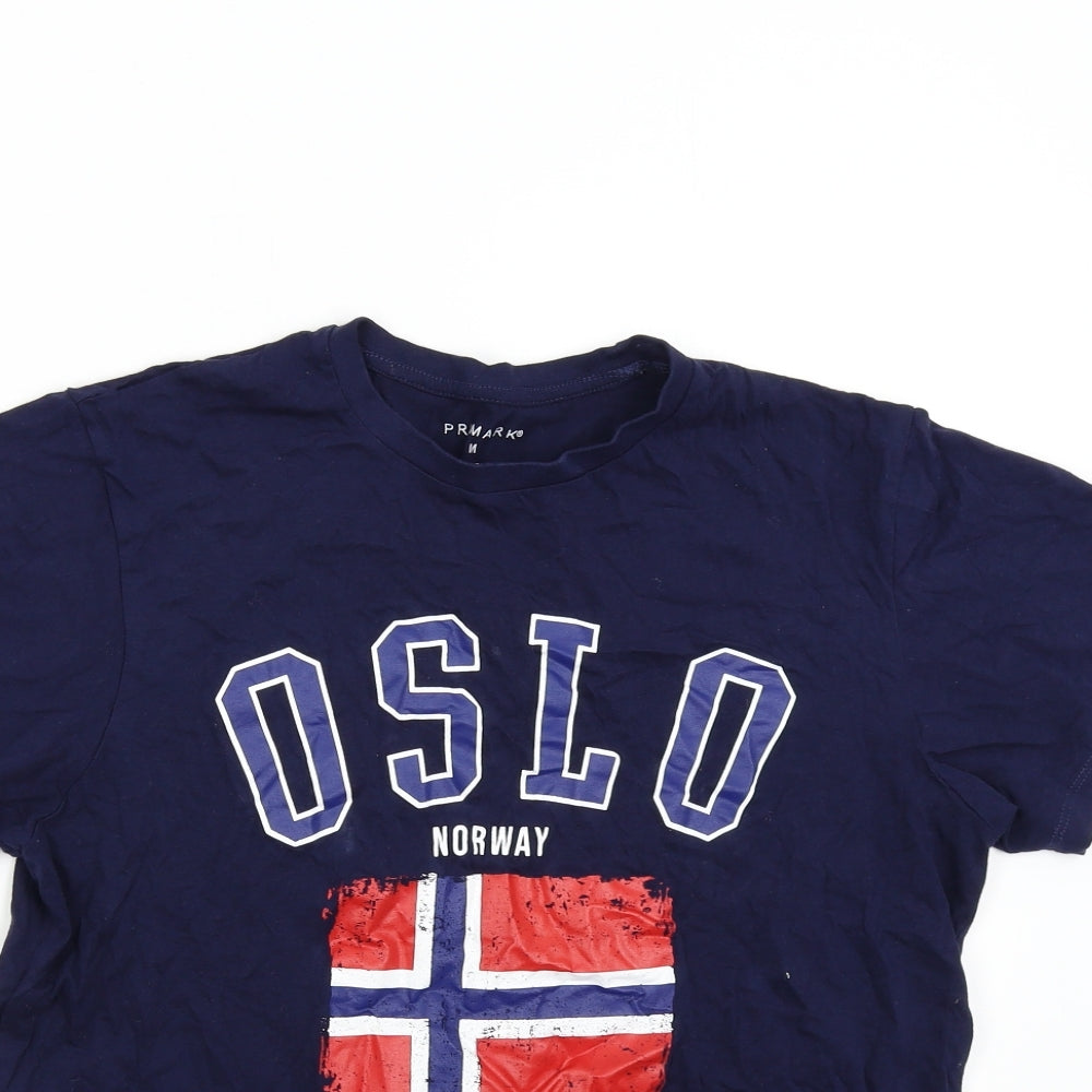 Primark Mens Blue    T-Shirt Size M  - Oslo Norway