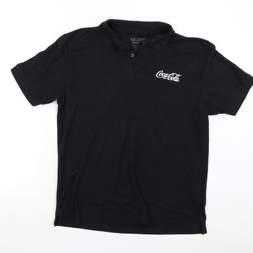 Gildan Mens Black    Polo Size L  - Coca-Cola
