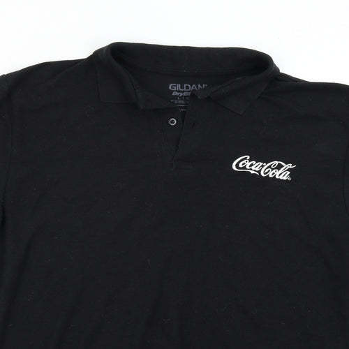 Gildan Mens Black    Polo Size L  - Coca-Cola