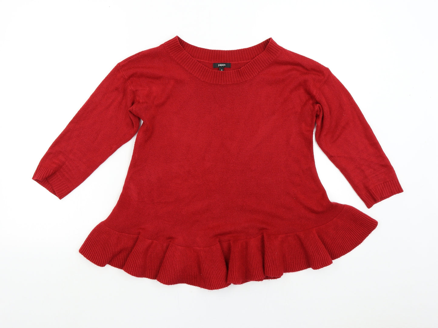 Papaya Womens Red  Knit Pullover Jumper Size 8
