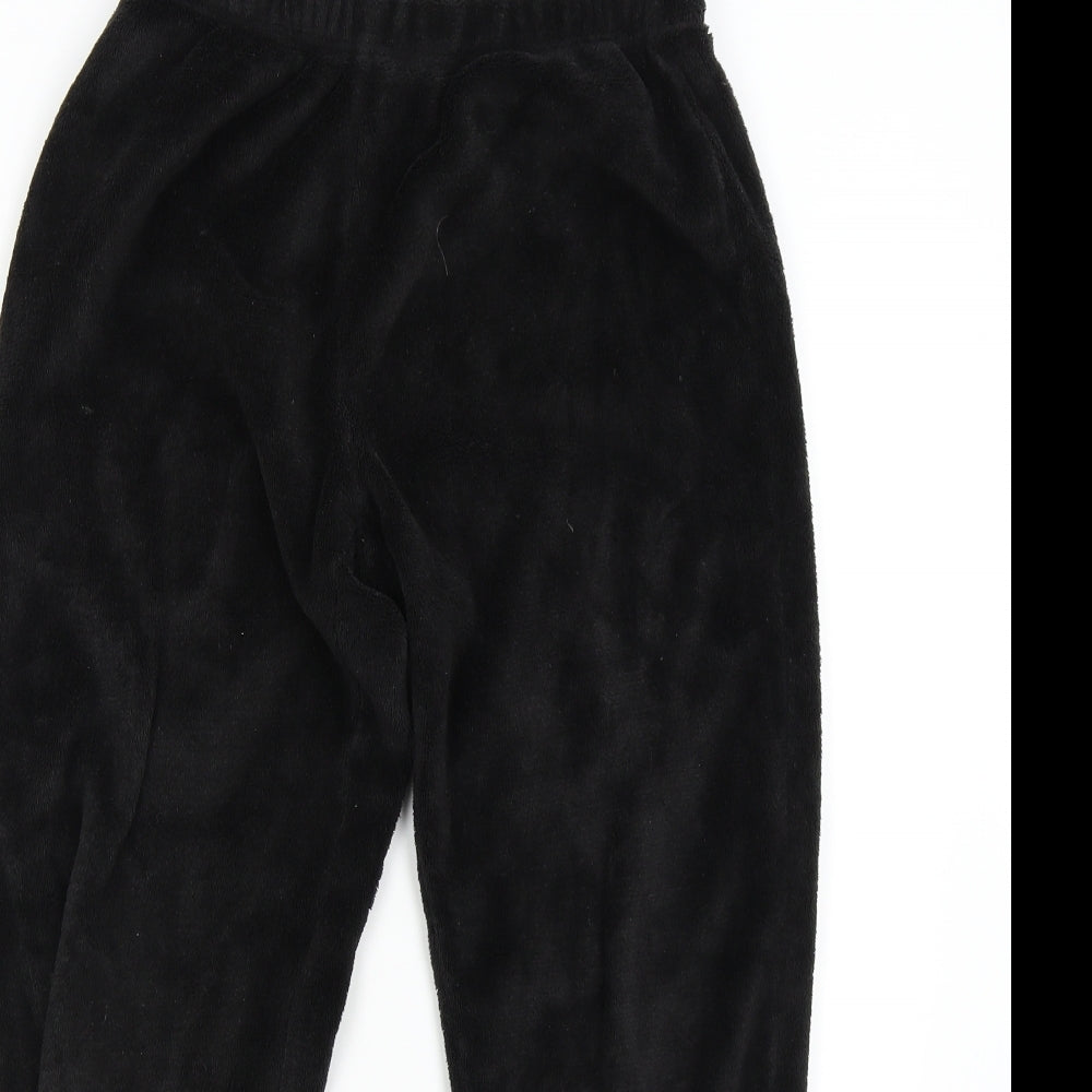 M&S Womens Black Solid Fleece  Pyjama Pants Size 8