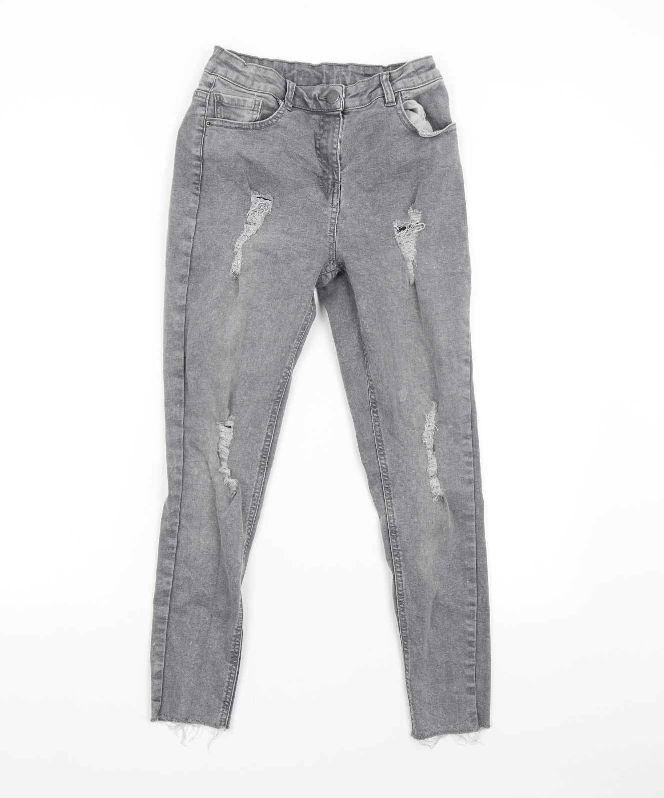 Matalan Girls Grey  Denim Skinny Jeans Size 13 Years - Distressed