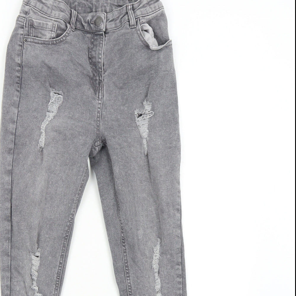 Matalan Girls Grey  Denim Skinny Jeans Size 13 Years - Distressed