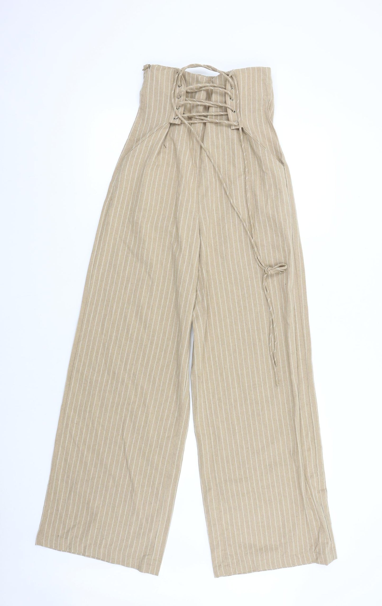 SheIn Womens Brown Striped  Trousers  Size S L30 in - High Corset Waist
