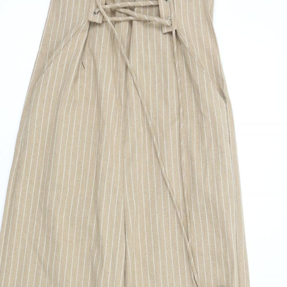 SheIn Womens Brown Striped  Trousers  Size S L30 in - High Corset Waist