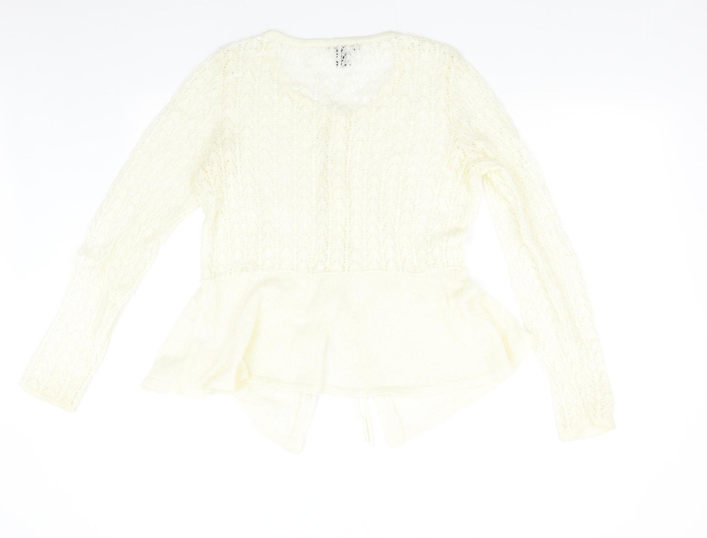 H&M Womens Ivory  Knit Cardigan Jumper Size M