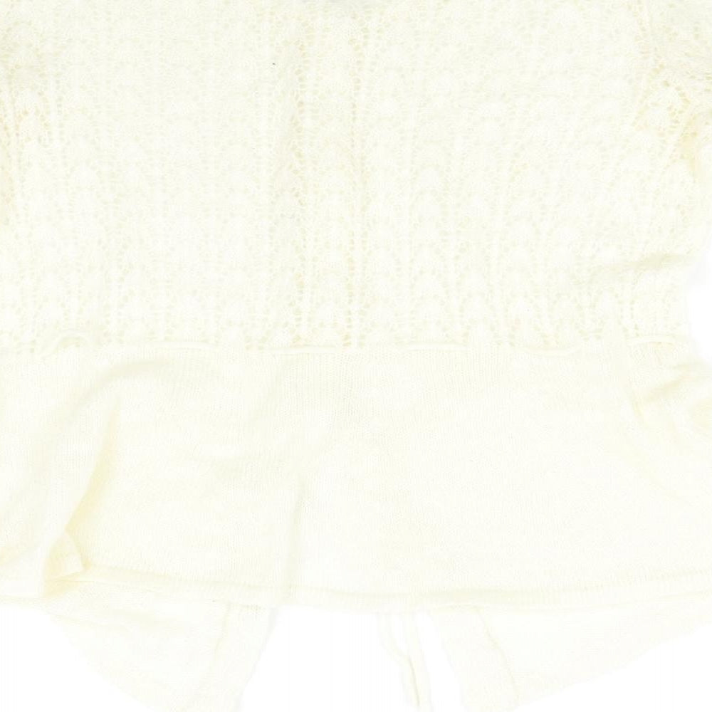 H&M Womens Ivory  Knit Cardigan Jumper Size M