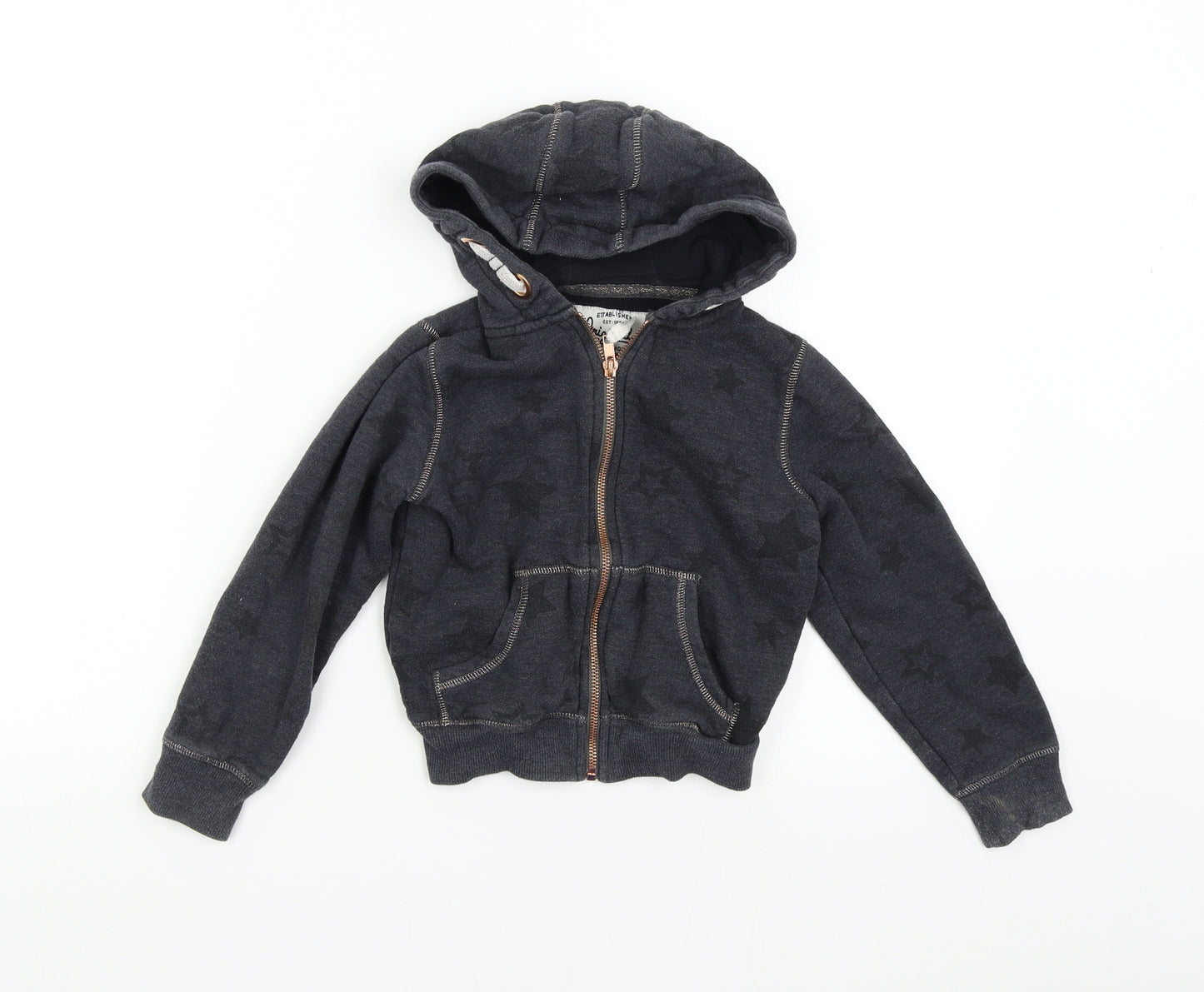 M&S Boys Grey   Full Zip Hoodie Size 6-7 Years  - Stars