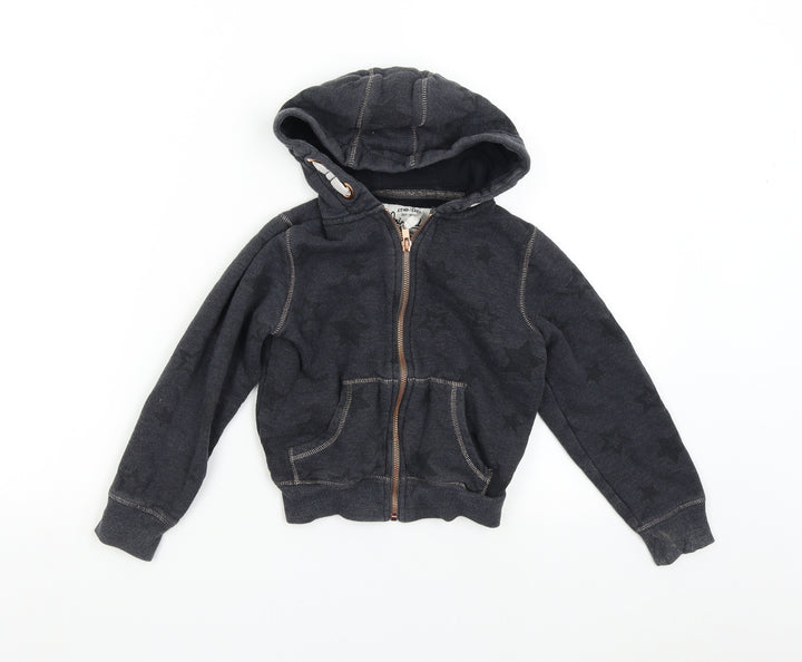 M&S Boys Grey   Full Zip Hoodie Size 6-7 Years  - Stars
