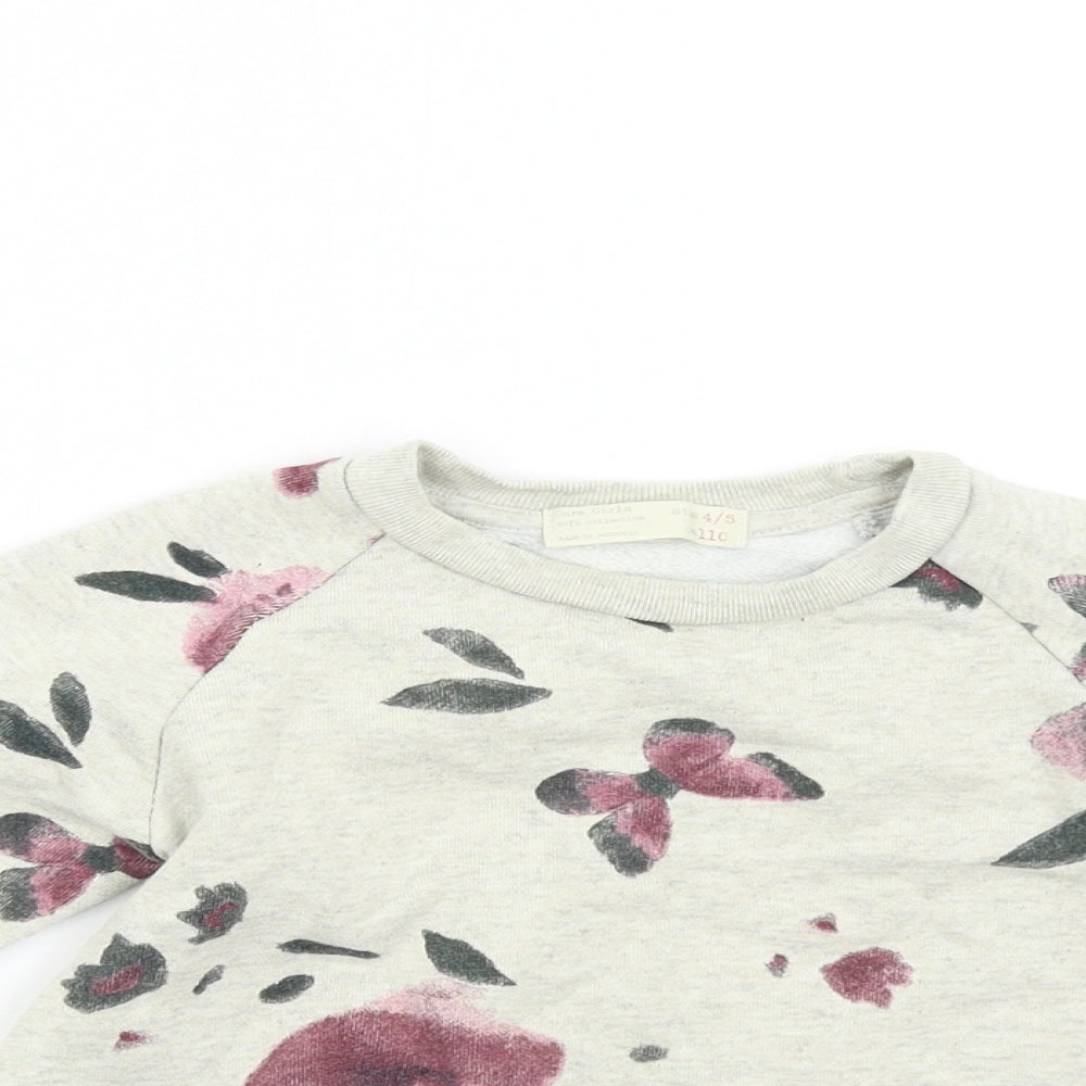 Zara Girls Multicoloured Floral  Pullover Sweatshirt Size 4-5 Years