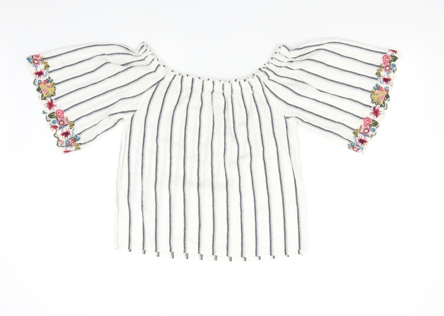 F&F Womens White Striped  Basic Blouse Size 10