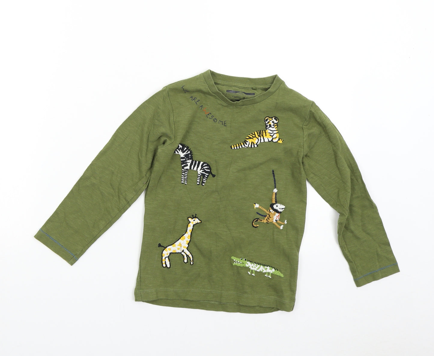 NEXT Boys Green   Basic T-Shirt Size 4-5 Years  - Safari Animals