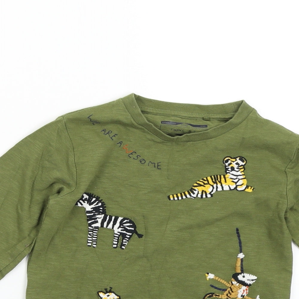 NEXT Boys Green   Basic T-Shirt Size 4-5 Years  - Safari Animals