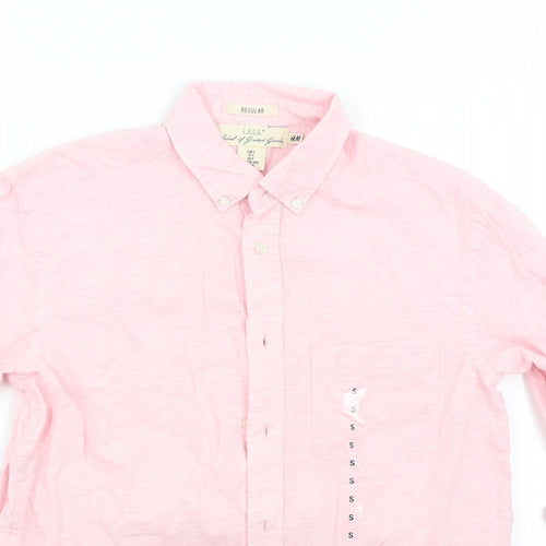 H&M Mens Pink    Button-Up Size S