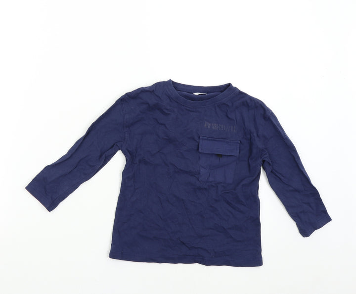 M&Co Girls Blue Basic T-Shirt Size 4-5 Years