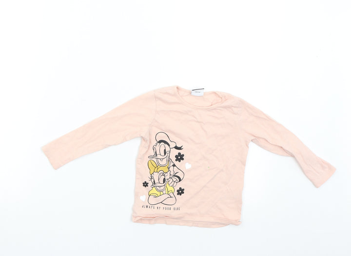 George Girls Pink Basic T-Shirt Size 2-3 Years - Disney Donald Duck