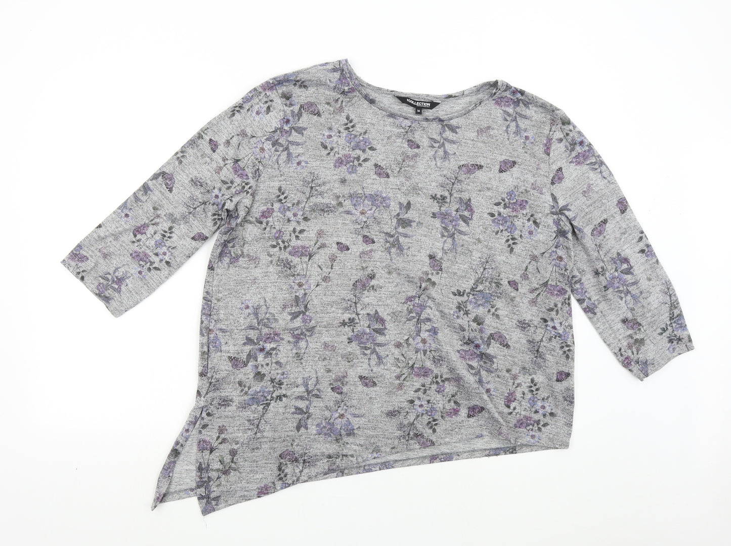 Debenhams Womens Grey Floral  Pullover Jumper Size 16