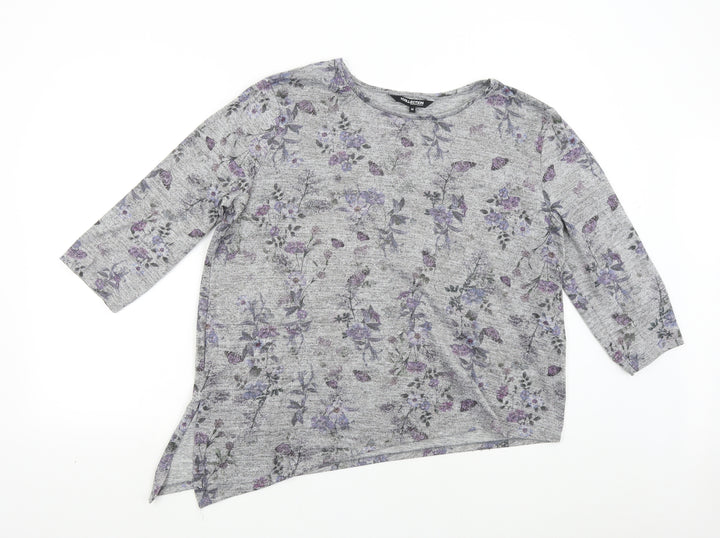Debenhams Womens Grey Floral  Pullover Jumper Size 16