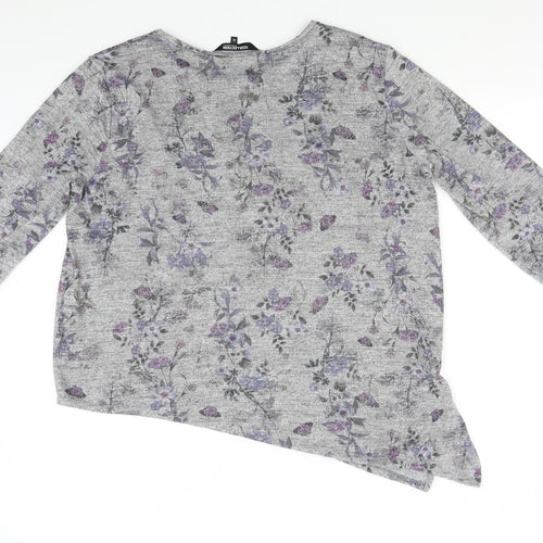 Debenhams Womens Grey Floral  Pullover Jumper Size 16