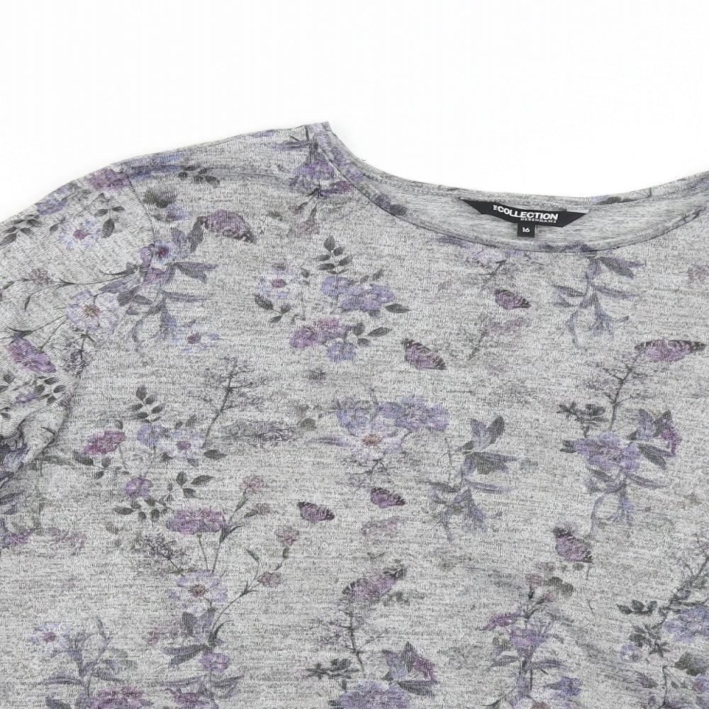 Debenhams Womens Grey Floral  Pullover Jumper Size 16