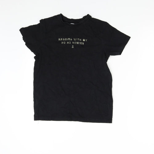 George Girls Black   Basic T-Shirt Size 11-12 Years  - Christmas