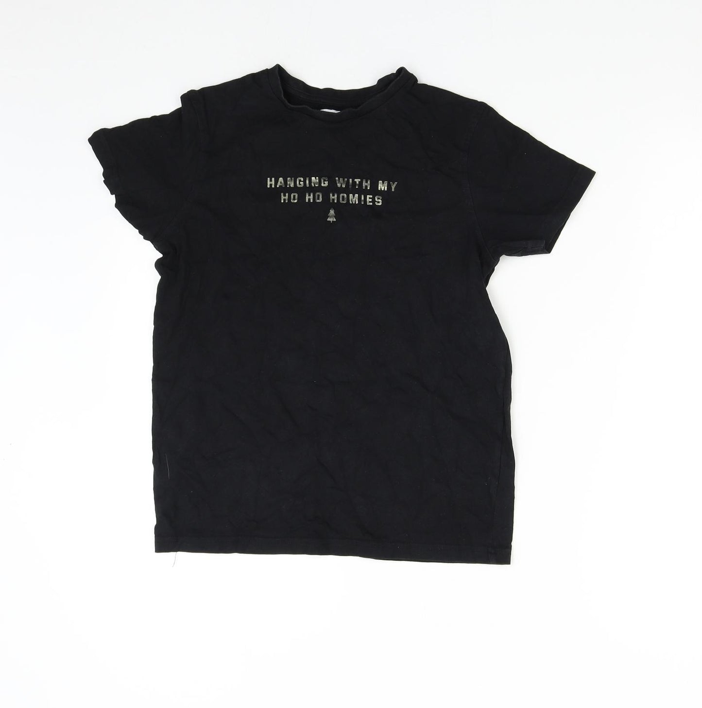George Girls Black   Basic T-Shirt Size 11-12 Years  - Christmas