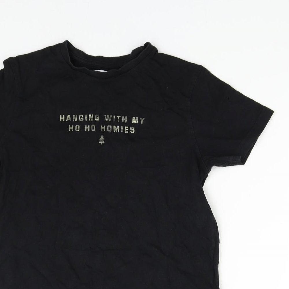 George Girls Black   Basic T-Shirt Size 11-12 Years  - Christmas