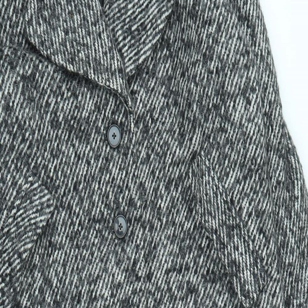 M&S Womens Grey Striped  Overcoat Coat Size 20