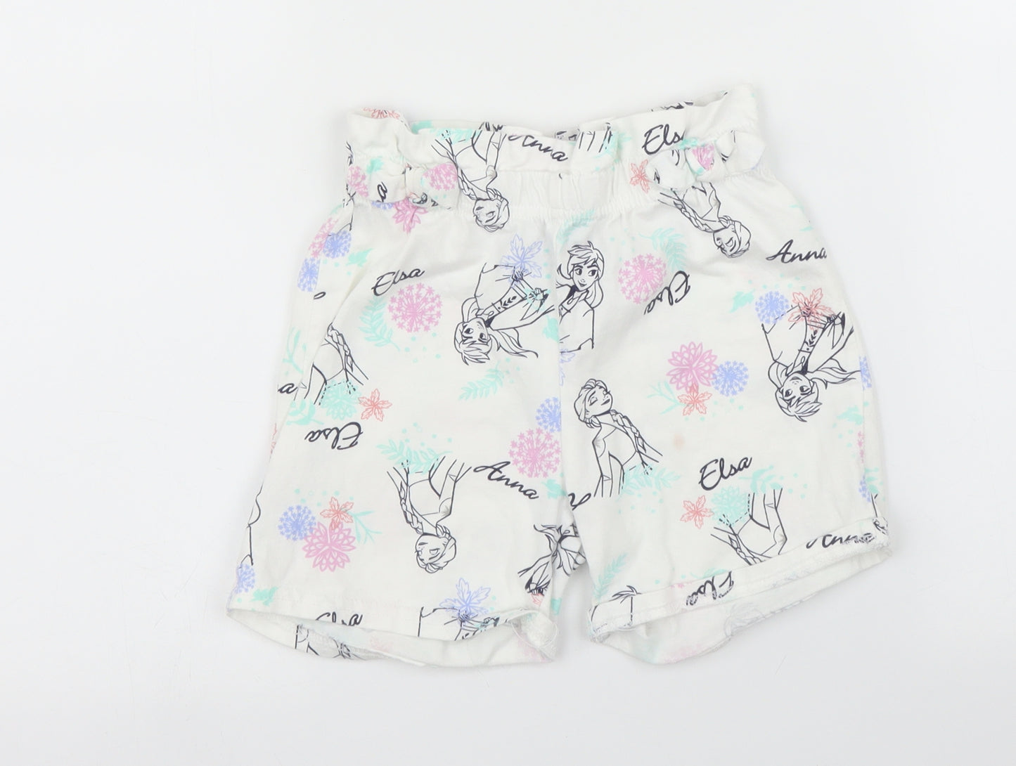 George Girls White   Paperbag Shorts Size 5 Years - Frozen