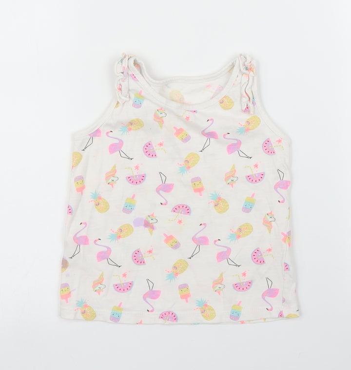 Matalan Girls White Basic Tank Size 2 Years