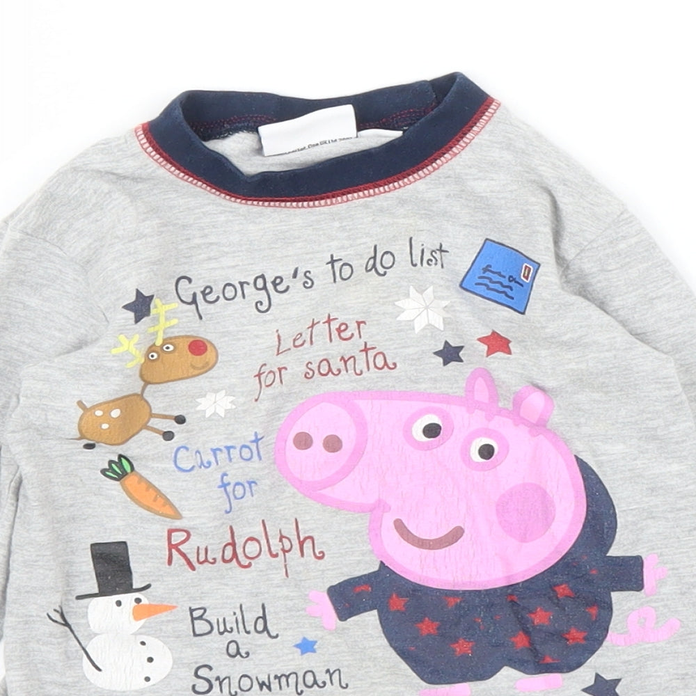 Primark Boys Grey   Basic T-Shirt Size 3 Years  - Peppa Pig