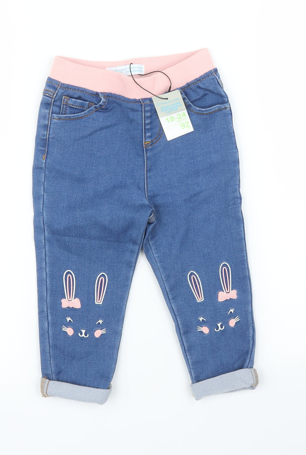 Primark Girls Blue  Denim Tapered Jeans Size 2 Years