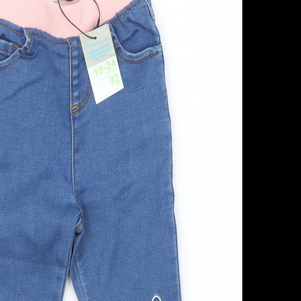 Primark Girls Blue  Denim Tapered Jeans Size 2 Years