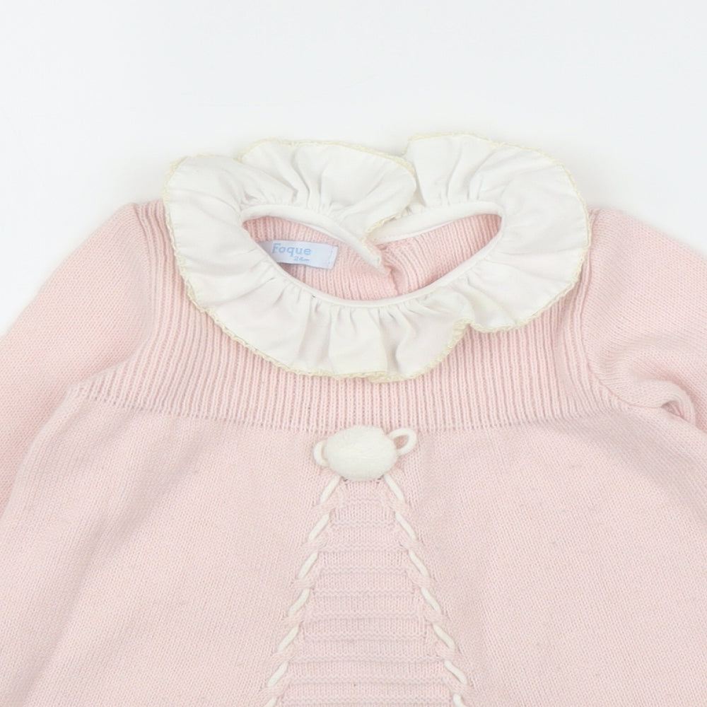 Foque Girls Pink   Jumper Dress  Size 24 Months