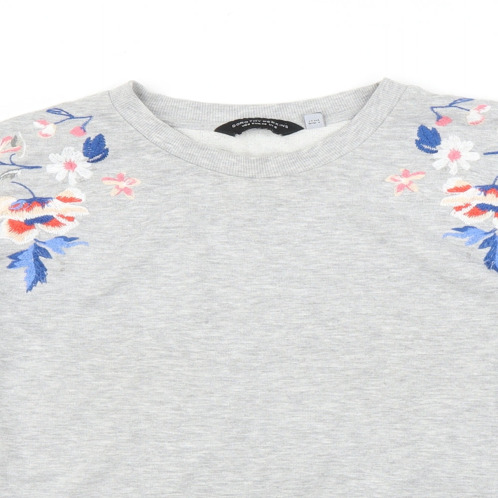 Dorothy Perkins Womens Grey Floral  Pullover Jumper Size 12