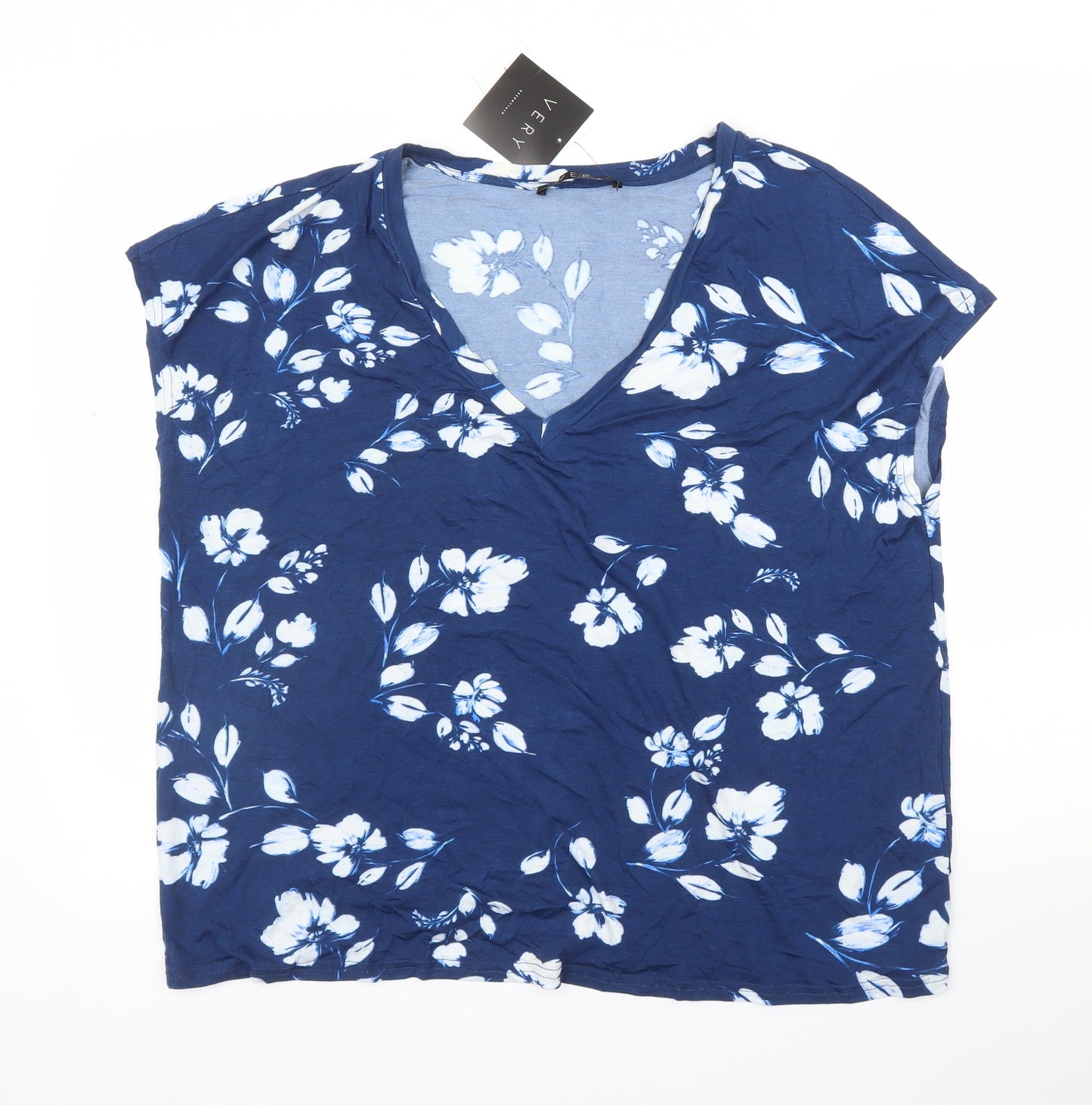 Very Womens Blue Floral  Basic Blouse Size 18